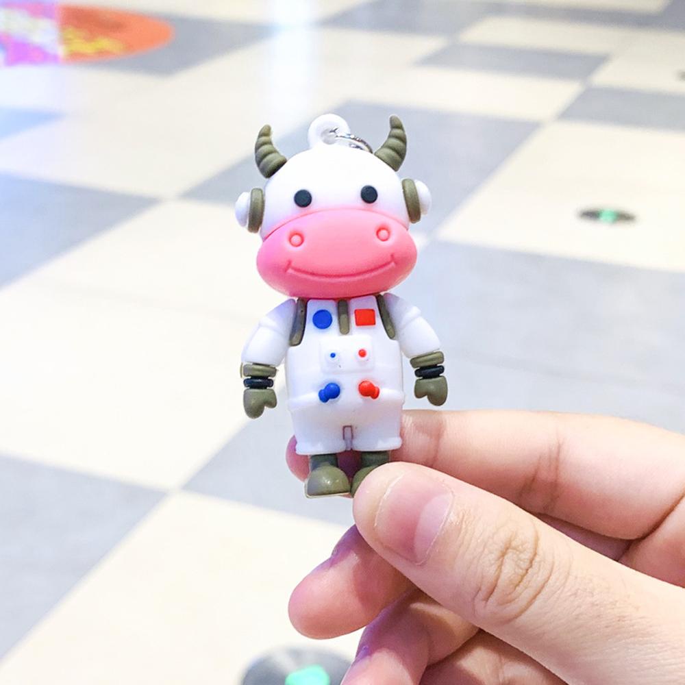 Móc Chìa Khóa Xe Hơi Bằng PVC Họa Tiết Hoạt Hình Động Vật Ox Độc Đáo