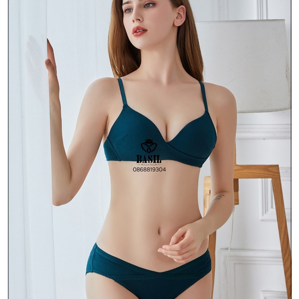 Bộ đồ lót BS01 Basil nữ cotton mềm nhẹ không gọng tôn ngực