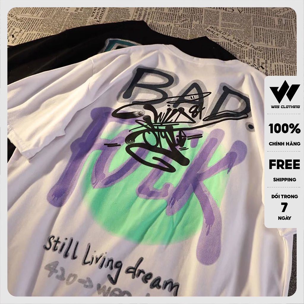 Áo form rộng WIIS phông unisex tay lỡ thun cotton oversize BadFuck thời trang nam nữ