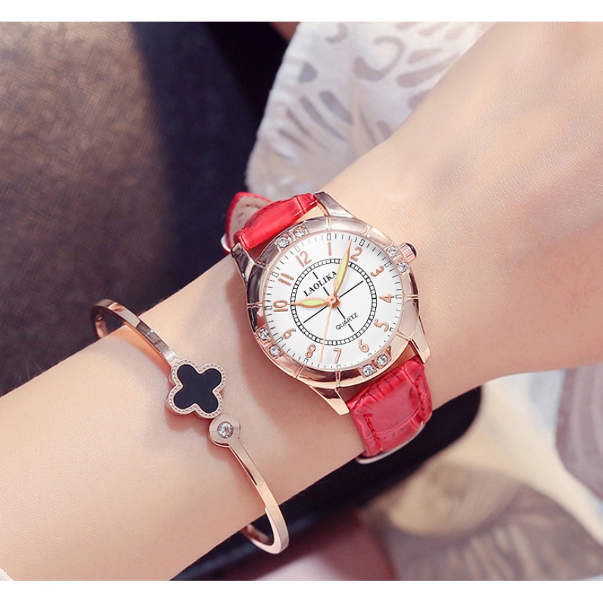 Đồng hồ nữ dây da DIKESS/LAOLIKA mặt đính đá sang chảnh | BigBuy360 - bigbuy360.vn