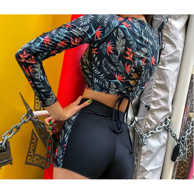 Bikini họa tiết dài tay đi biển 🍓QUEEN SHOP🍓 Đồ bơi nữ kín đáo 2 mảnh Quảng Châu họa tiết hoa lá BIK18 | BigBuy360 - bigbuy360.vn