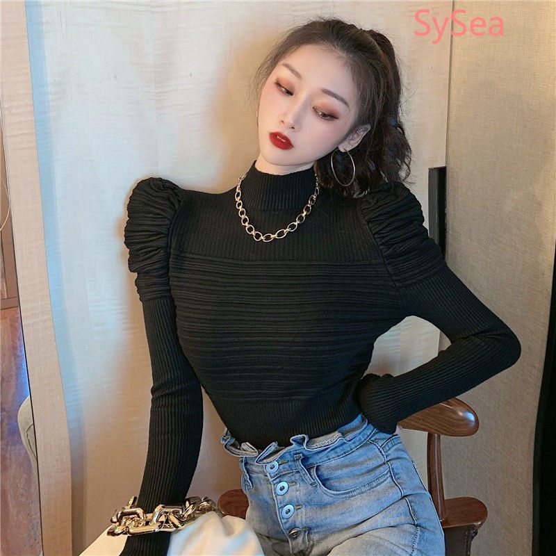 Áo Sweater Dệt Kim Tay Dài Kiểu Hàn Quốc Thời Trang Mùa Thu Cho Nữ