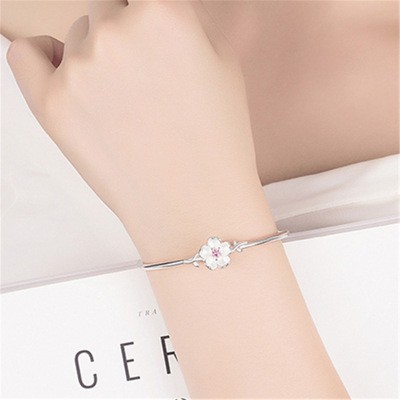Vòng tay bạc 925 sáng tạo vòng tay hoa đào thời trang nữ trang sức