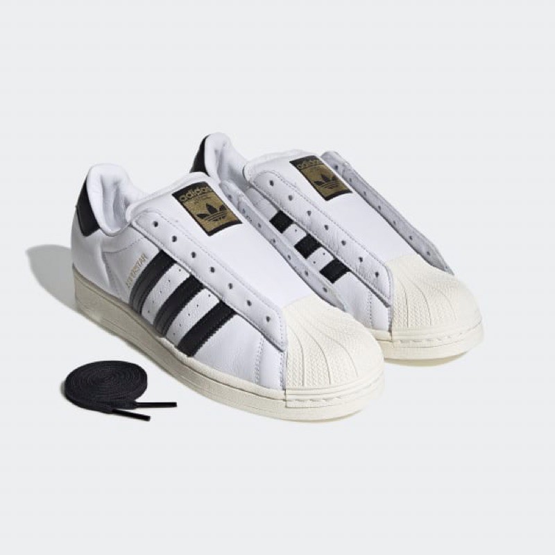 GIÀY ADIDAS SUPERSTAR KHÔNG DÂY MÀU TRẮNG VẠCH ĐEN FV3017
