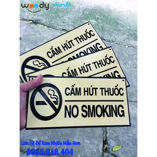 Bảng Gỗ Decor - Mẫu No Smoking - Cấm Hút Thuốc - Bảng Gỗ Woody