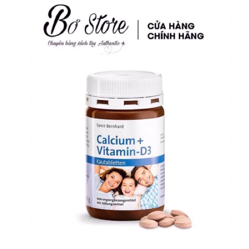 [NỘI ĐỊA ĐỨC] Viên ngậm Sanct Bernhard Calcium Vitamin D3 hương vị sôcla, bổ sung canxi vitamin D3 cho cả gia đình, 150v