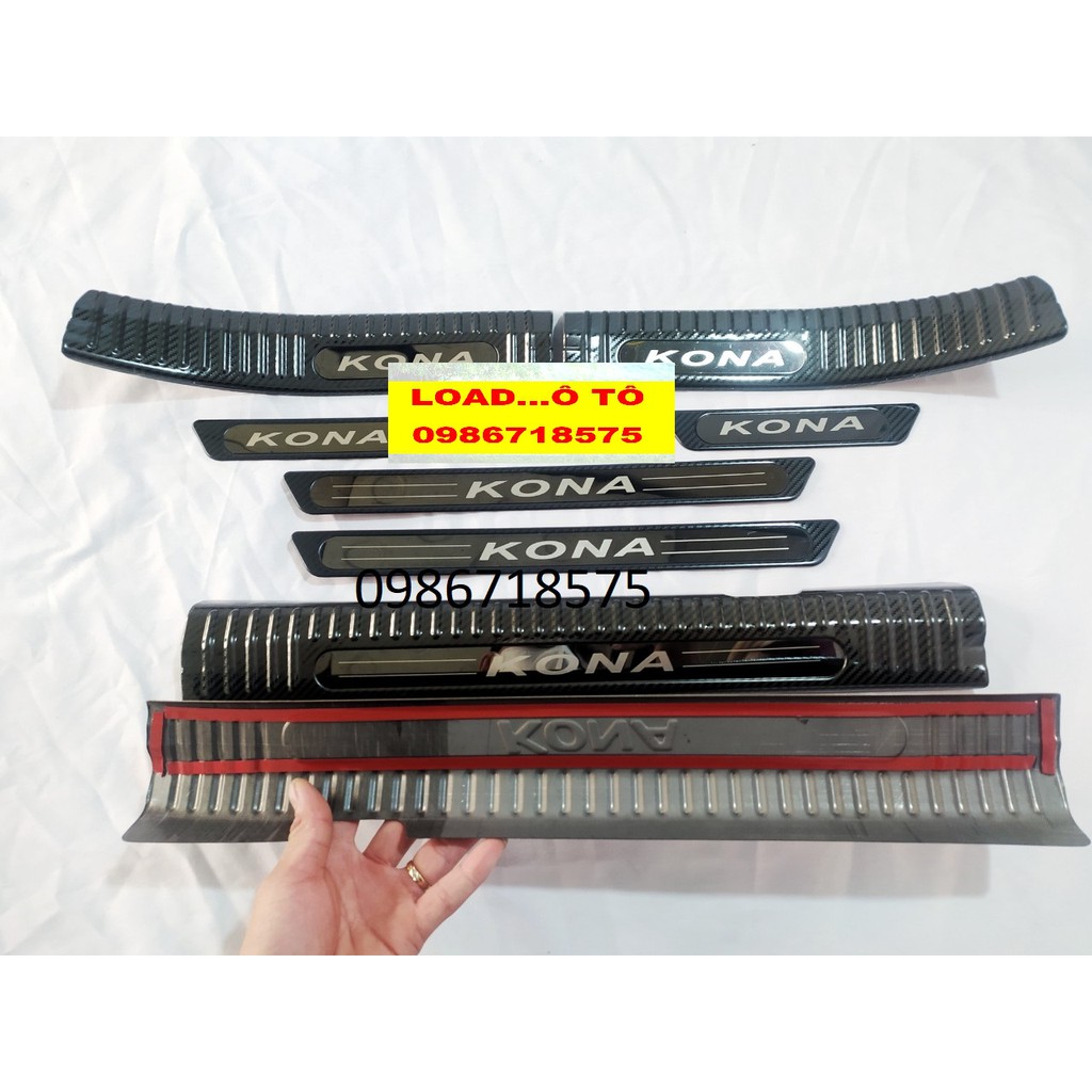 Ốp Bậc Chân, Nẹp Bước Chân Carbon Xe Huyndai KONA 2023-2018 Cao Cấp Nhất Thị Trường