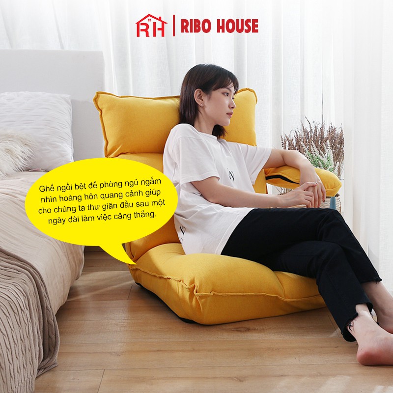 Ghế lười ngồi bệt RIBO HOUSE thư giãn tựa lưng vải nỉ hình robot dùng làm việc đọc sách nằm nghỉ trưa đa năng RIBO190