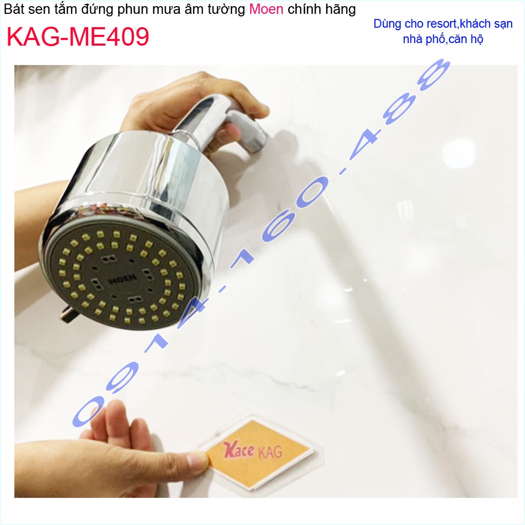 Đầu sen phun mưa Moen KAG-ME409, bộ đầu sen âm tường + cần inox tia nước mạnh thiết kế sang trọng thời trang tuyệt đẹp