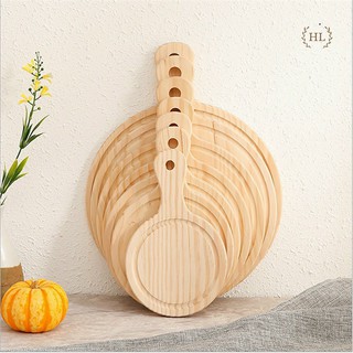 Khay gỗ tròn có tay cầm, thớt gỗ Decor
