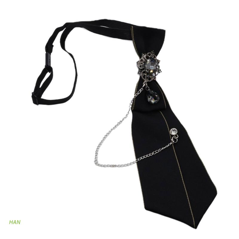 Nơ Đeo Cổ Bằng Kim Loại Màu Đen Đính Đá Pha Lê Phong Cách Gothic Cho Nam