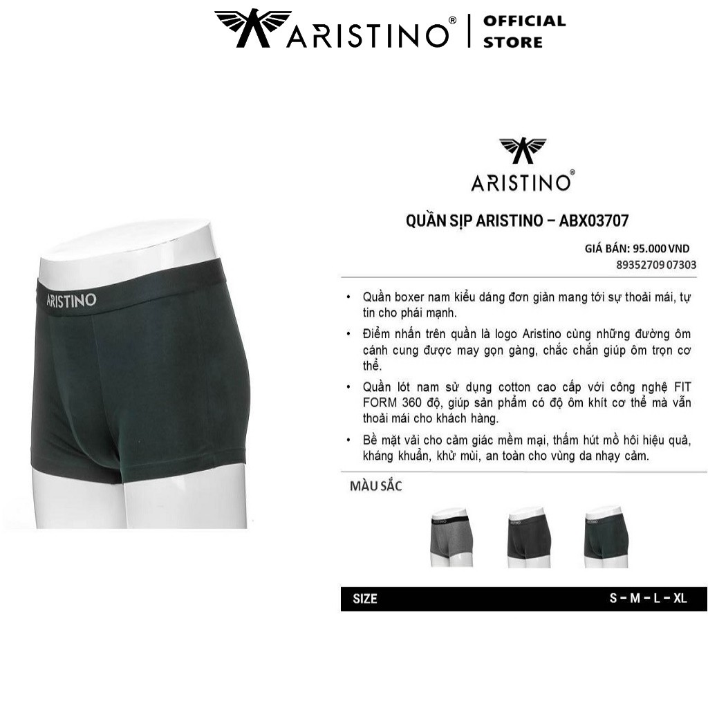 Quần Lót Nam Boxer Sịp Đùi Nam ARISTINO ABX03707 Quần Xì Chất Liệu Cotton Mềm Mại Thoáng Mát Dễ Chịu Co Giãn Thoải Mái