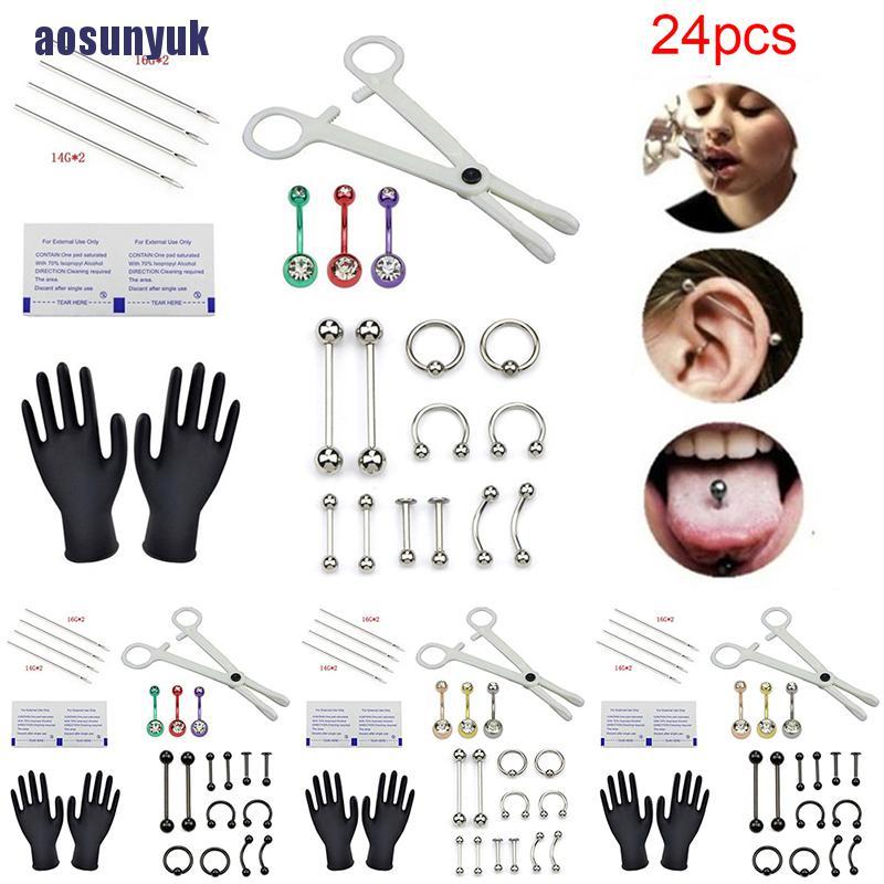 Bộ 24 Dụng Cụ Xỏ Khuyên Cơ Thể Chuyên Nghiệp