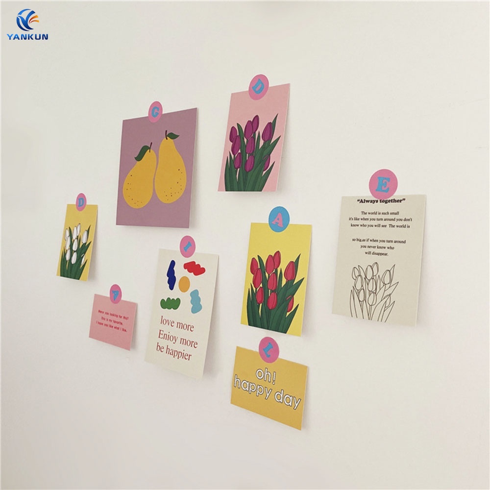 Set 8 Tấm Bưu Thiếp Họa Tiết Hoa Dễ Thương Đa Năng Trang Trí Nhà Cửa