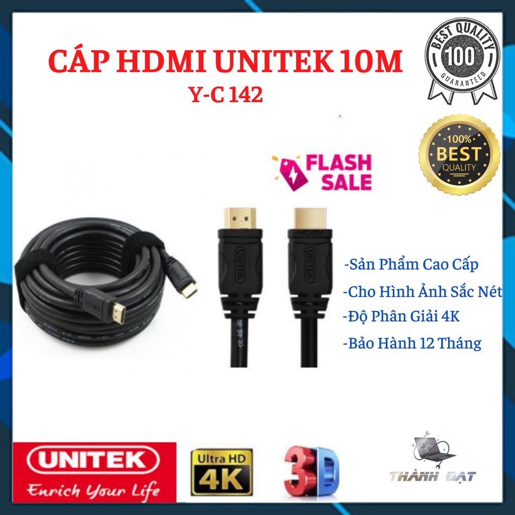 Cáp HDMI Unitek 10m Y-C142 - hỗ trợ 4K Ultra HD và 3D (giá tốt)