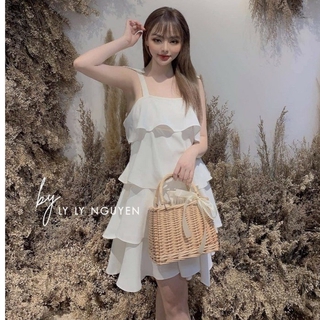 váy 2 dây chất lụa 3 tầng hottrend