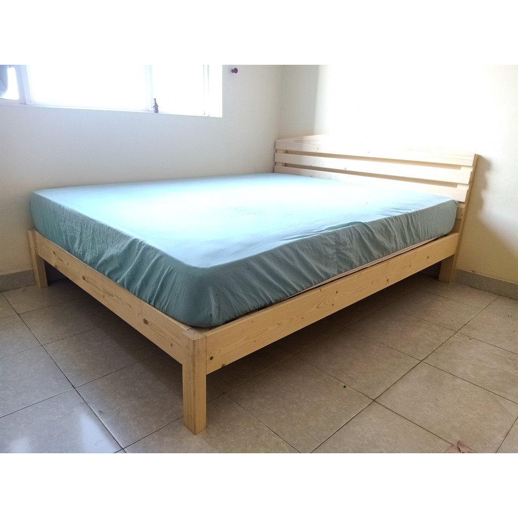 Giường ngủ gỗ Thông đầu cao không hộc kéo 1m2_1m4_1m6_1m8 | BigBuy360 - bigbuy360.vn