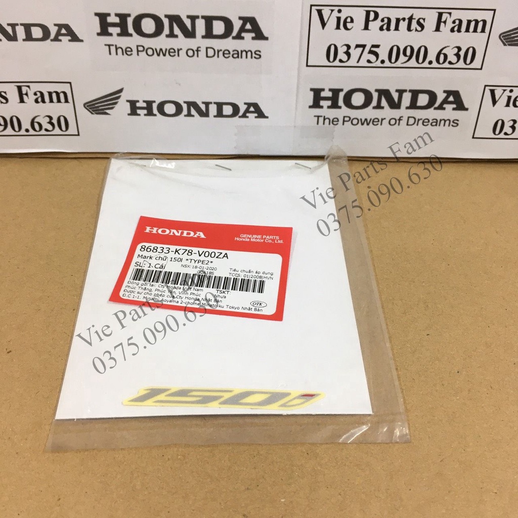 Tem chữ 150i xe SH 2017-2018-2019 chữ đen, chữ bạc , SH 125 thành SH 150 - hàng chính hãng Honda