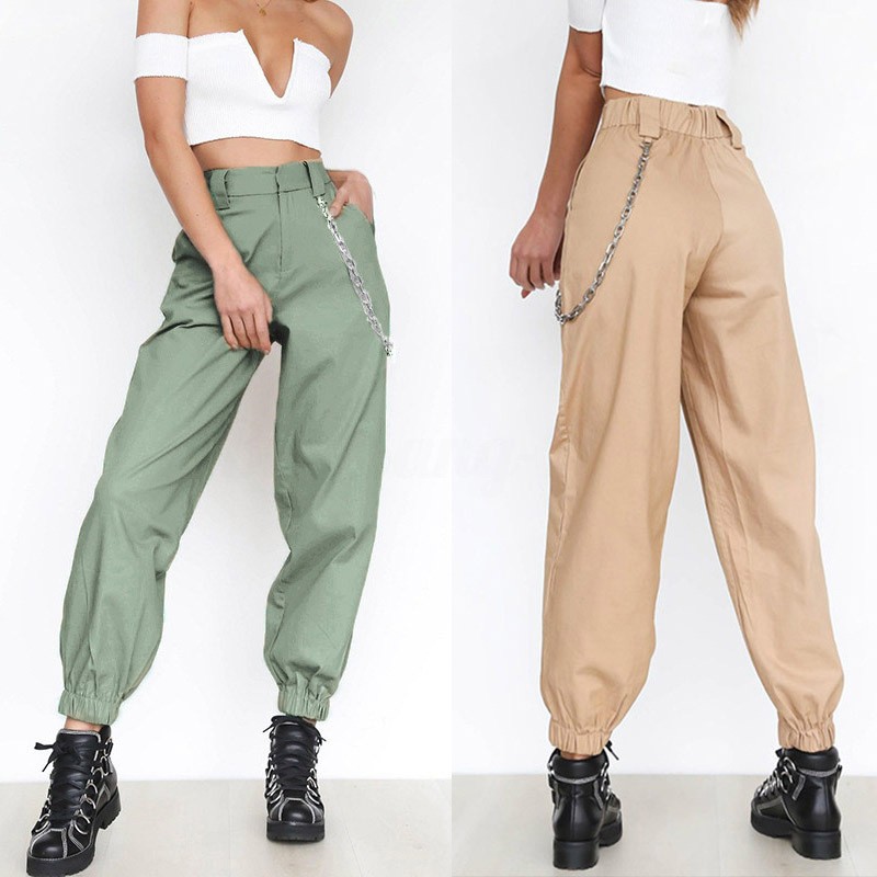 Quần dài lưng cao ống túm phong cách hip hop cho nữ | BigBuy360 - bigbuy360.vn