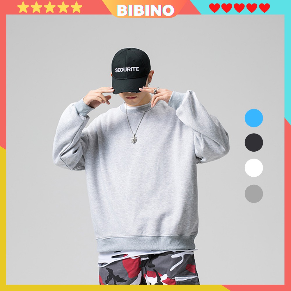 Áo Sweater Form Rộng Unisex Tay Bồng Nam Nữ BIBINO, Chất Nỉ Lót Lông Hàng Xuất Dày Đẹp Không Bai, Không Xù