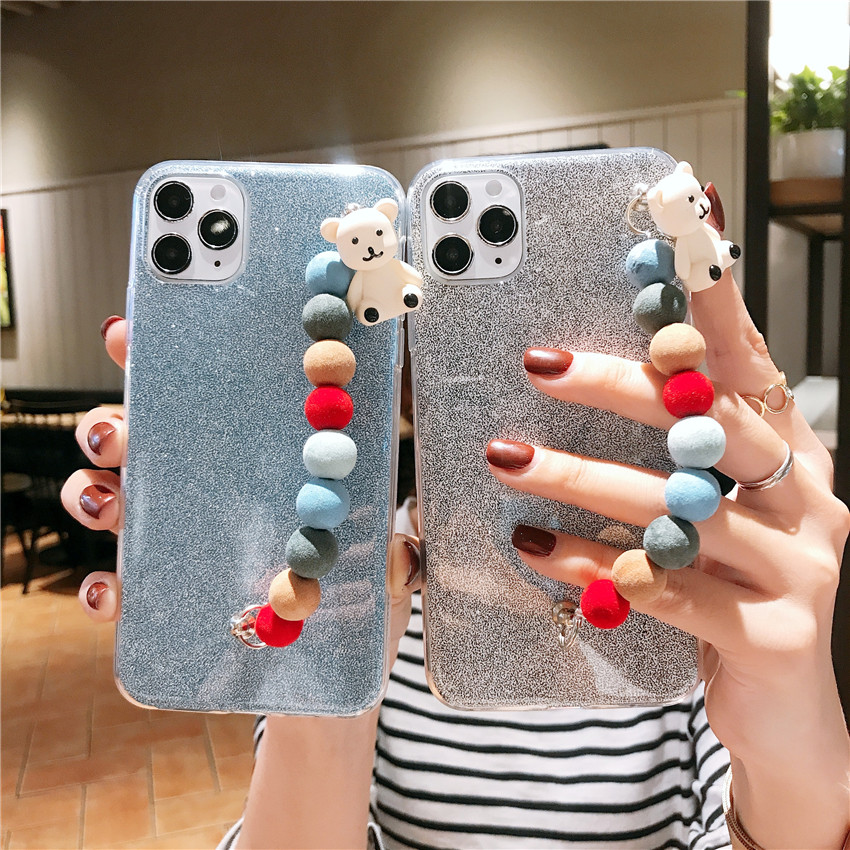 Ốp Điện Thoại Gắn Vòng Đeo Tay Hình Gấu Nhỏ Lấp Lánh Dễ Thương Cho Moto E6 E5 G6 Play G5 G5S E4 Plus