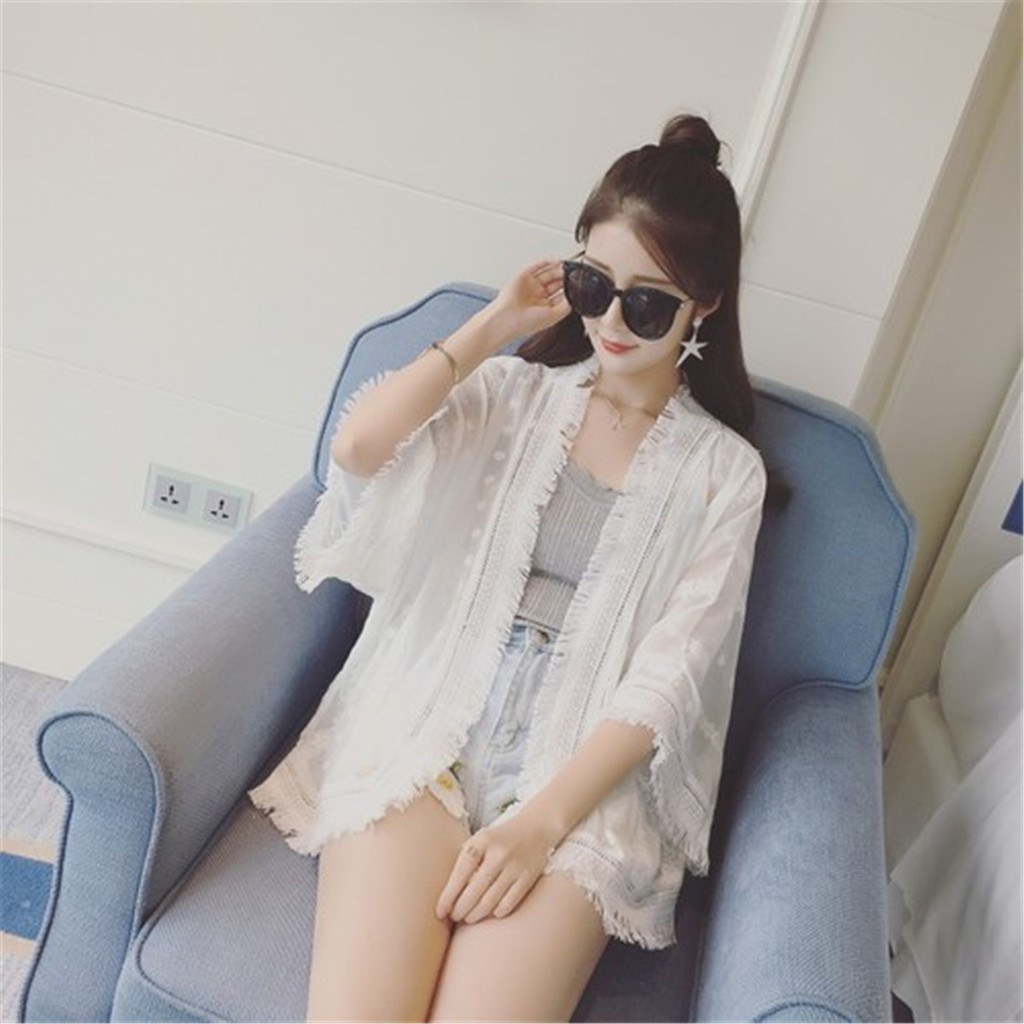 Áo khoác ngoài đi biển chất dáng rộng cho phái nữ voan