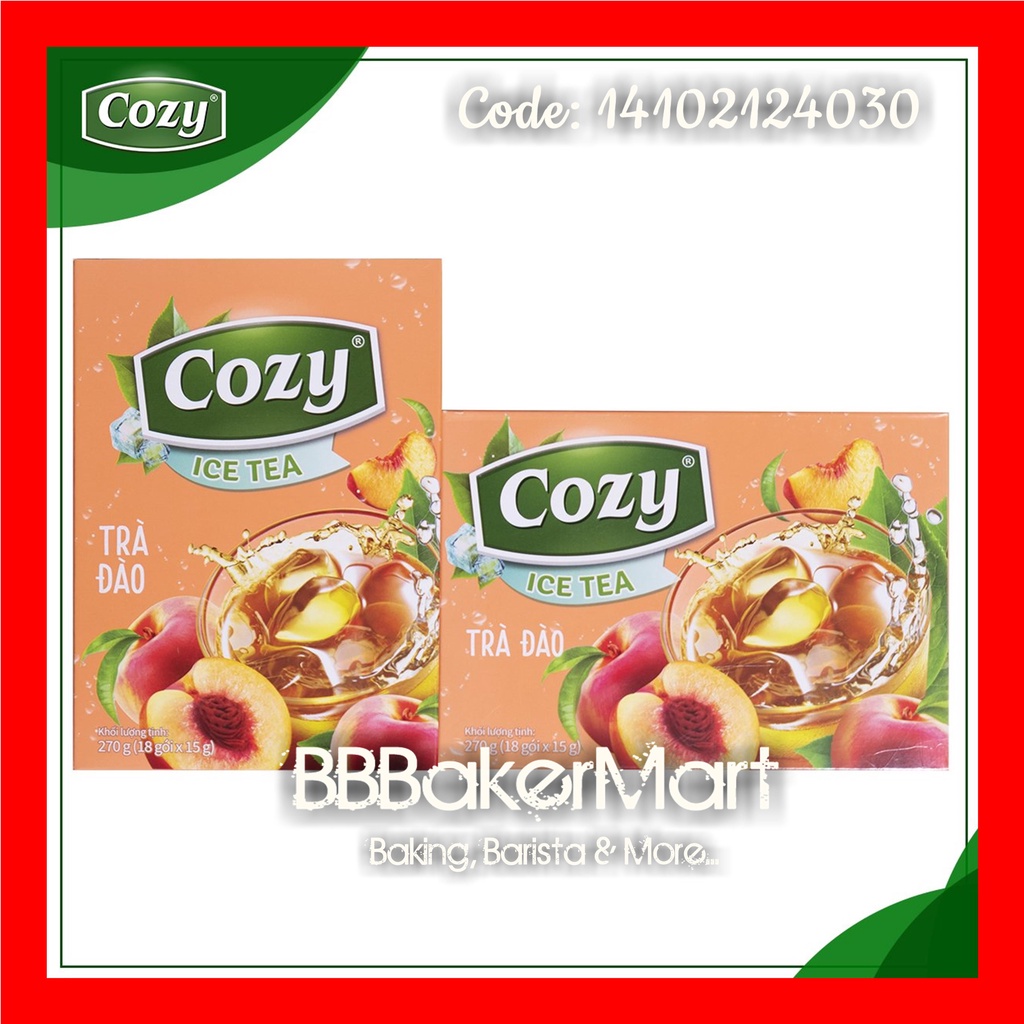 Trà ĐÀO dạng HÒA TAN COZY - HỘP 270gr (18 gói x 15gr)