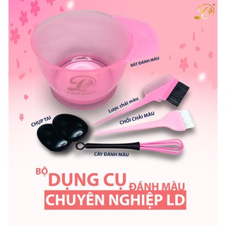 [GIÁ SALON] Bộ dụng cụ nhuộm tóc cao cấp 5 món-Bát,lược nhuộm,đánh màu,chụp tai