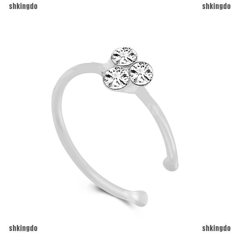 Khuyên mũi bằng thép không gỉ đính đá pha lê