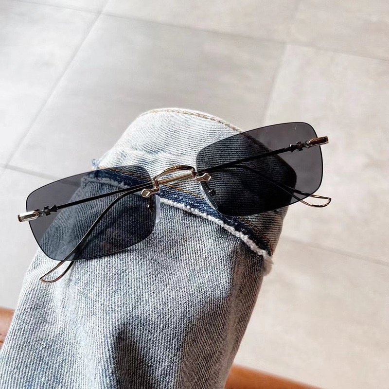 Kính giả cận, Gọng kính không viền chữ nhật 9320 cầu mắt vuông hot tiktok, chống ánh sáng xanh, UV400  Jolie eyewear