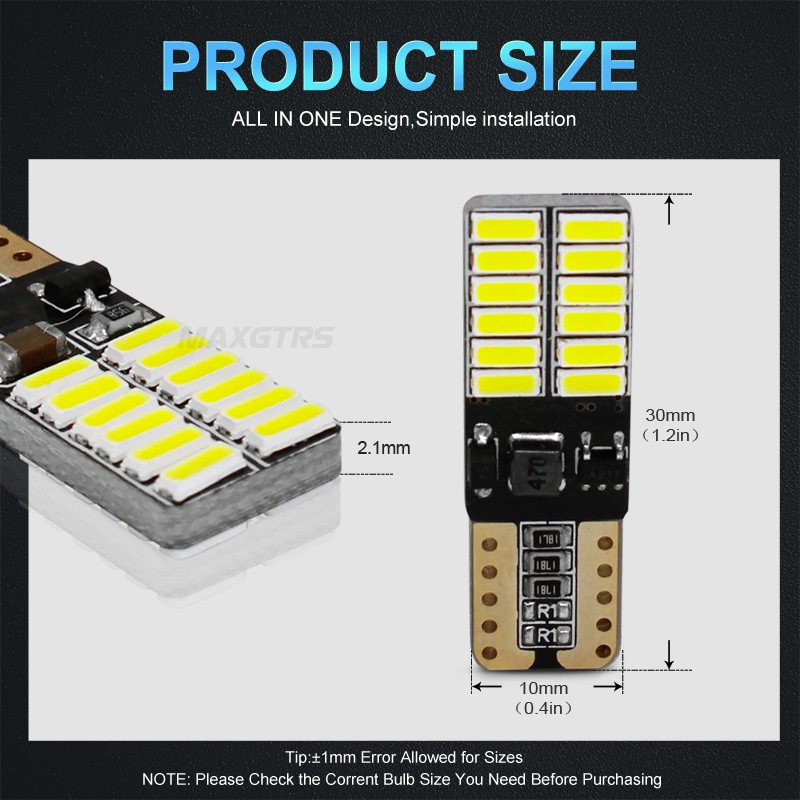 Đèn LED MAXGTRS T10 W5W Cree Chip 24 LED 4014 SMD cho xe hơi