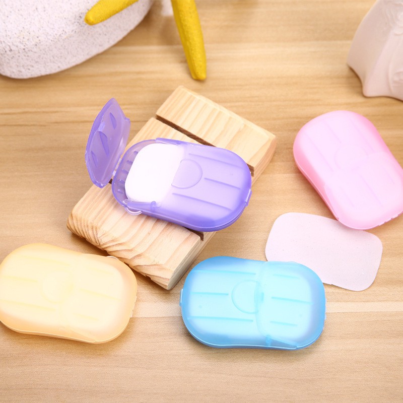 Bộ 20 giấy xà phòng rửa tay mini tiện dụng mang theo khi đi du lịch
