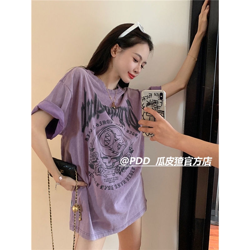 COZOK Áo Thun Ngắn Tay Dáng Rộng In Chữ Cá Tính Dễ Phối Đồ