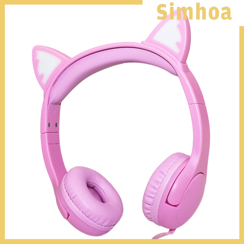 [SIMHOA]Cat Ear Kids Headphones with Micophone Safe Wired for School Online Learning