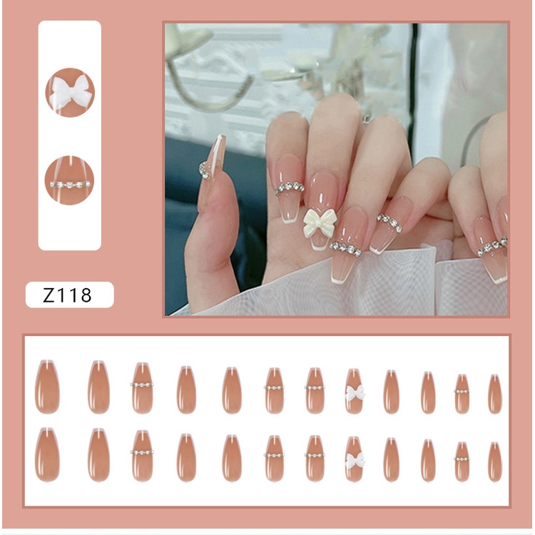 Móng giả đính đá bộ 24 móng /Kèm keo/ móng tay giả làm nail Z101-140