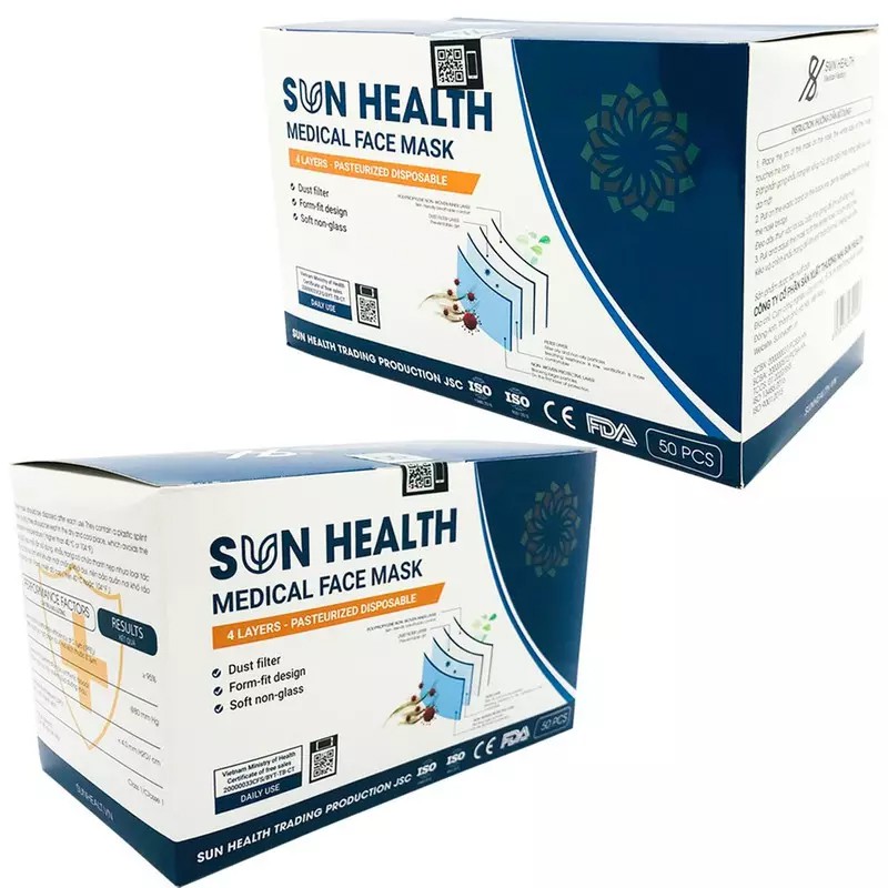 1 chiếc khẩu trang Y Tế 4 Lớp Kháng Khuẩn Sun Health đầy đủ hóa đơn, phiếu xuất kho ( Hàng xuất khẩu đủ FDA CE )