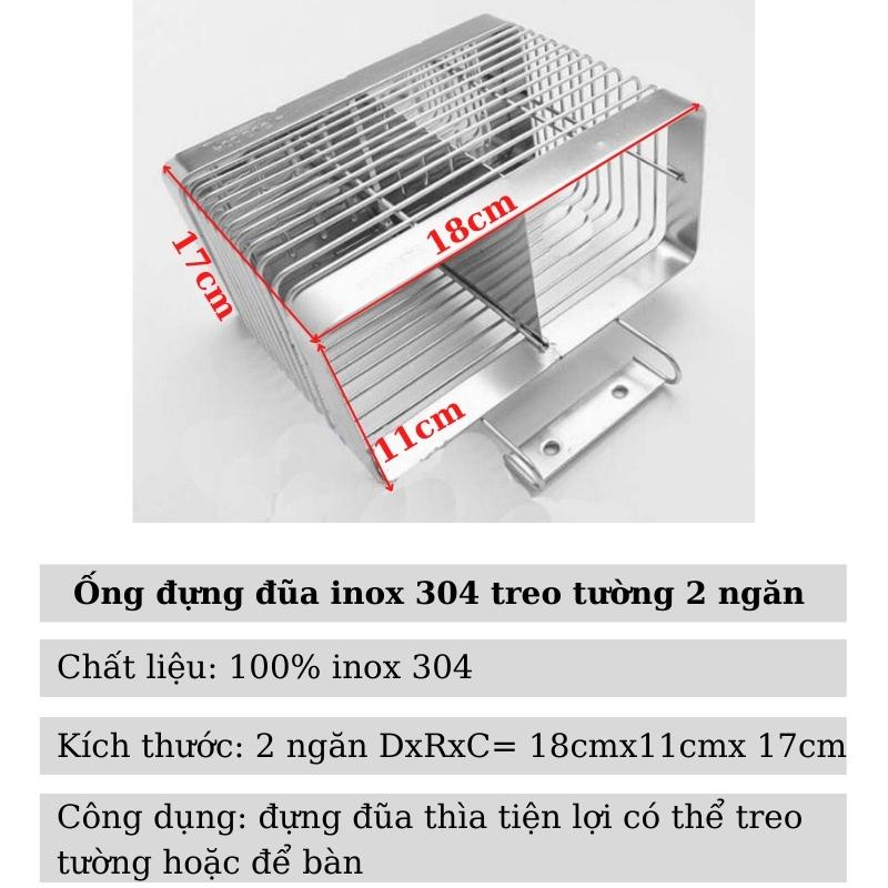 Ống đựng đũa inox 304 2 ngăn treo tường chắc chắn