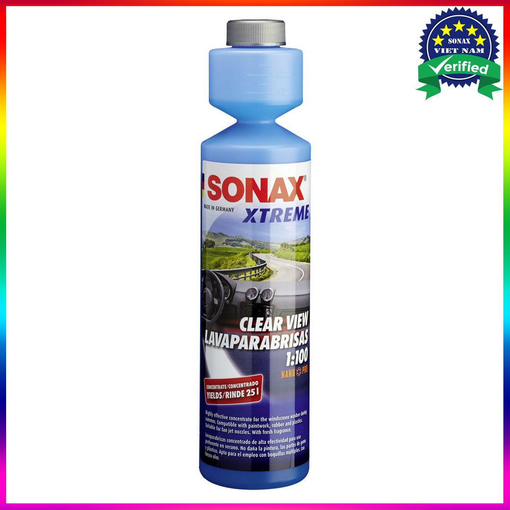 Dung dịch rửa kính Sonax Xtreme clear view 1:100 concentrate NanoPro