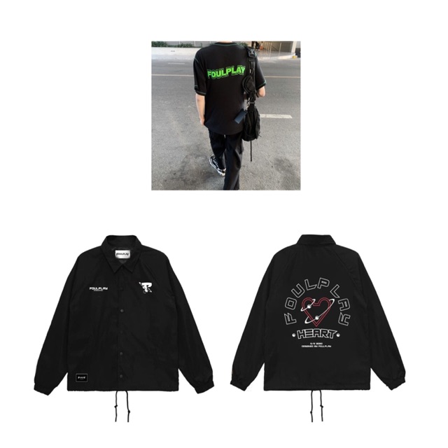 COMBO Line Tee (Đen) + Heart Jacket (Trắng/Đen)