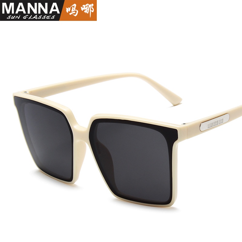 Kính Mát Gọng Vuông Lớn Chống Nắng Màu Trắng Ngà Thời Trang Cho Nữ