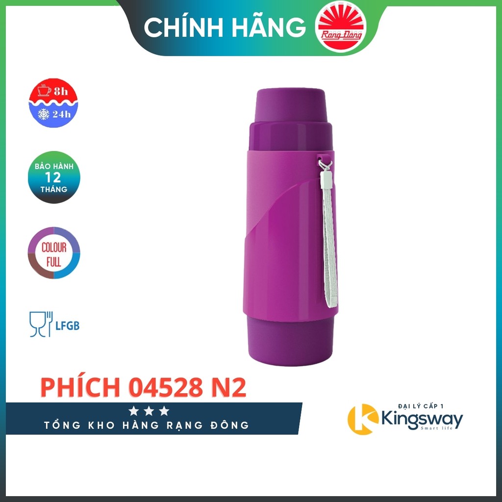 Bình Giữ Nhiệt Rạng Đông Dung Tích 450 ml, Bình Nước Cầm Tay Thân Nhựa Vai Nhựa Model RD04528N2