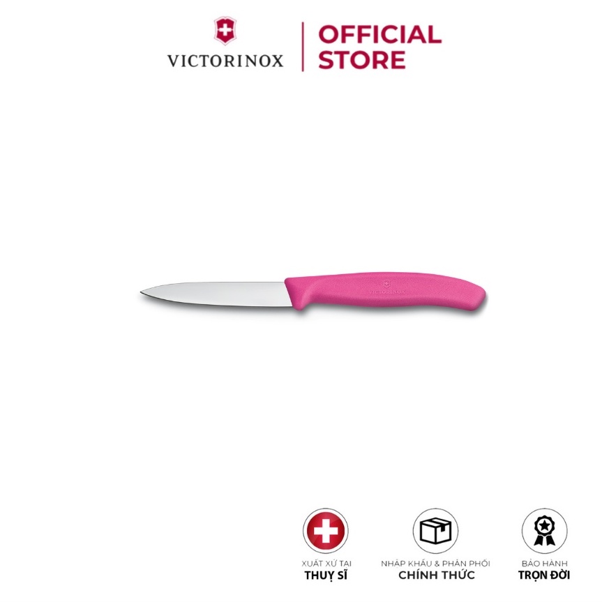 Dao cắt gọt rau củ VICTORINOX Paring Knives màu hồng (8cm straight blade 6.7606.L115) - Hãng phân phối chính thức