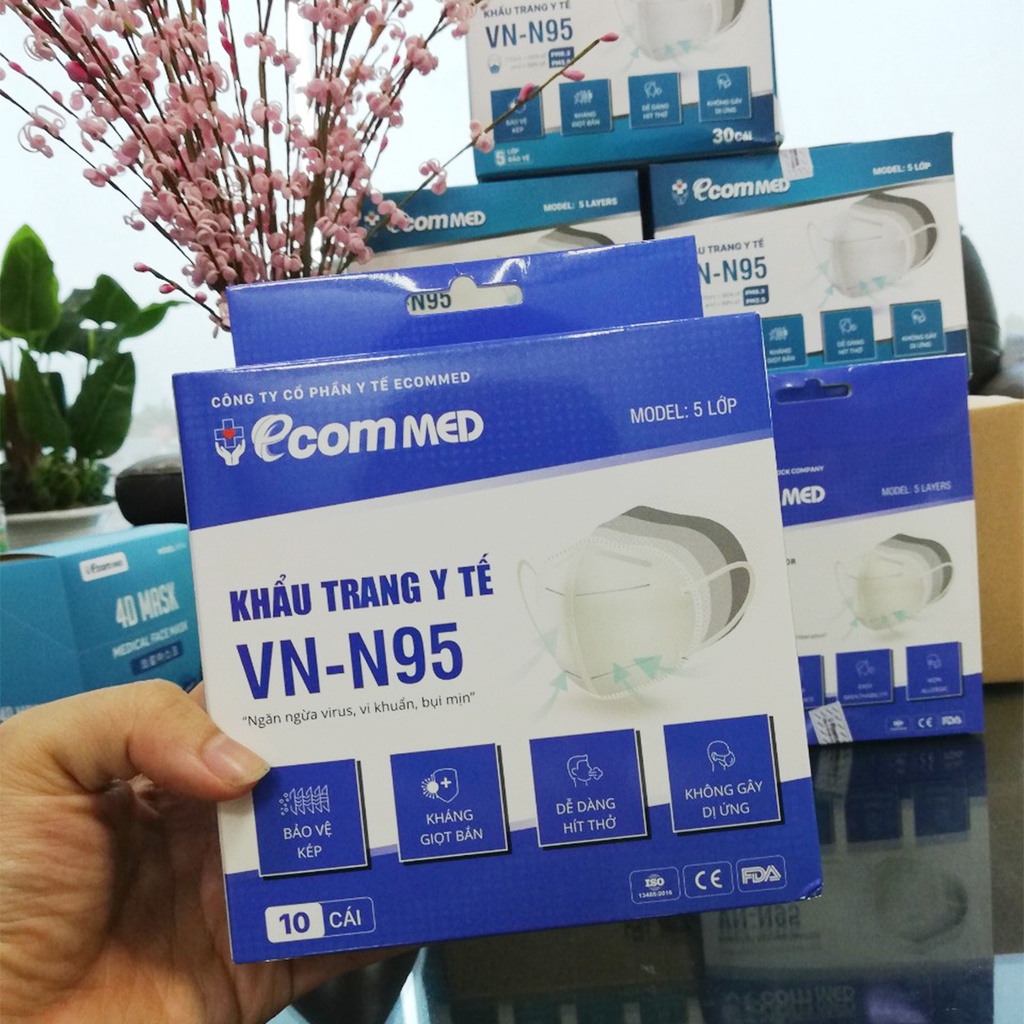 Khẩu Trang N95 EcomMed (Combo 3 Hộp mỗi hộp 10 cái)