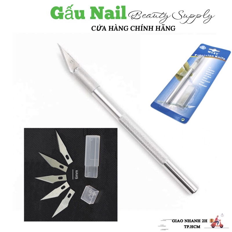 Dao Cắt Bột Nail chuyên dụng -Dao cắt bột nail inox tặng kèm 5 lưỡi dao thay thế