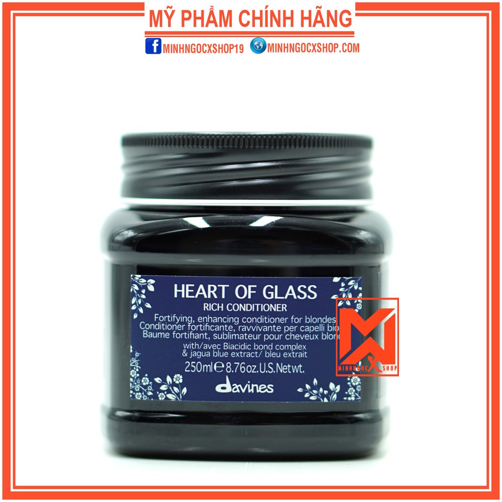 Dầu xả chuyên dụng cho tóc tẩy - tóc sáng màu DAVINES HEART OF GLASS 250ml chính hãng