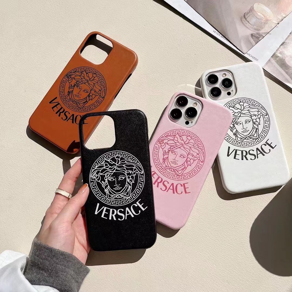 Ốp Điện Thoại Da In Logo Versace Sang Trọng Cho iphone 13 Pro Max i13 13pro 11ProMax i11 iX Xs XR Xs Max 7plus 8plus 12Pro 12 Pro Max