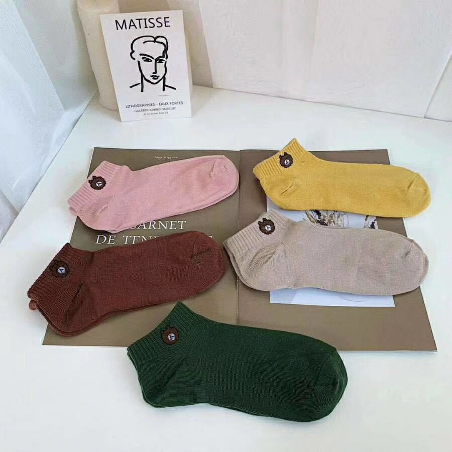 Set 5 Đôi Tất Gấu Brown Loại Đẹp Kèm Túi Rút PK13