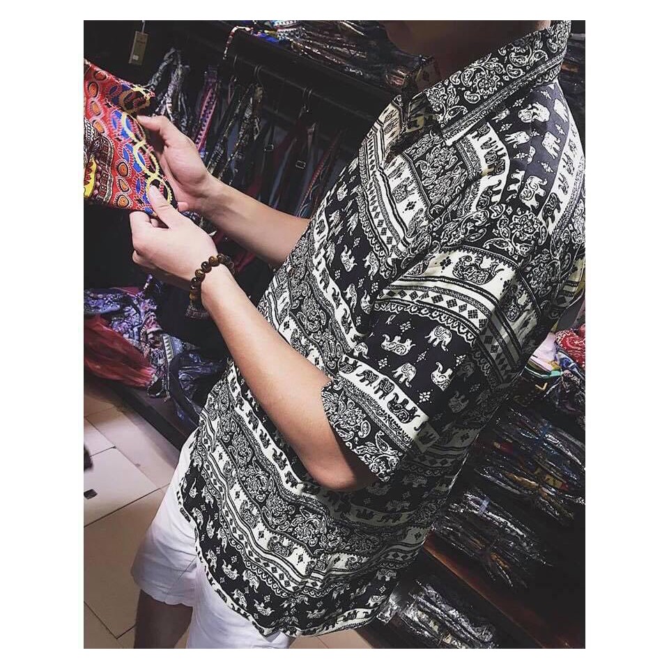 { Áo Sơ Mi } Áo Lanh Thái Voi, Thổ Cẩm, Họa Tiết Unisex