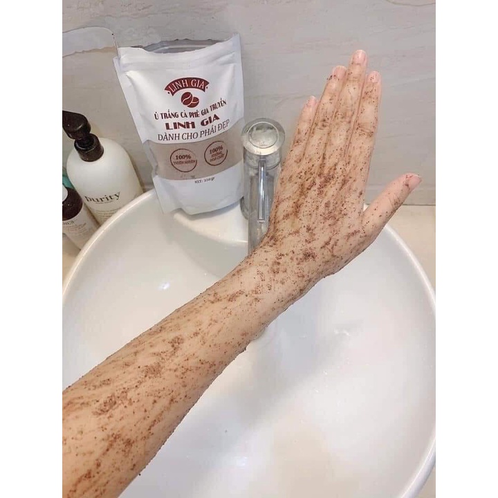 Ủ trắng Cafe tẩy tế bào chết gia truyền Linh Gia 100% thiên nhiên Face & Body – 350gr