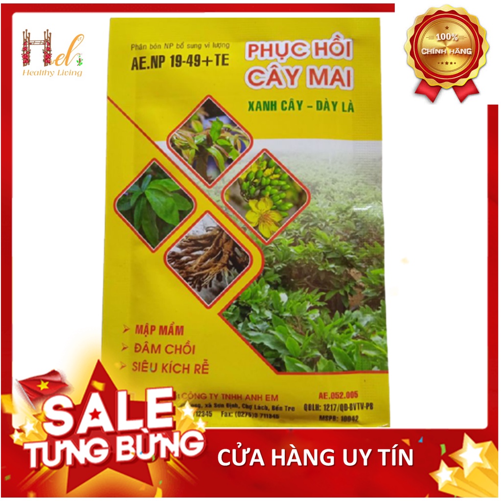 Phân Bón Phục Hồi Hoa Mai Phục Hồi Cây Mai 50gr Xanh Cây Dày Lá, Phục Hồi Cây Suy, Phân Bón Hoa Mai